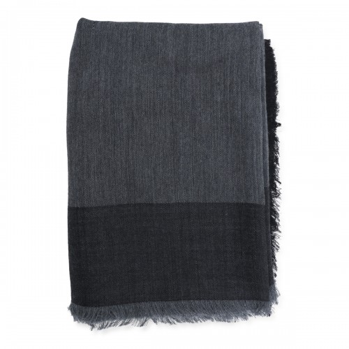 BLACK SILK AND WOOL BLEND SCARF