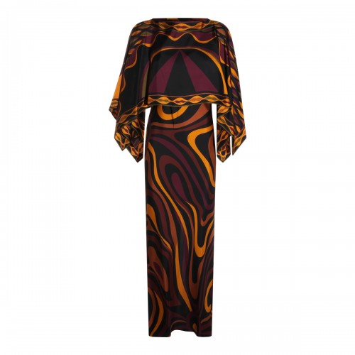 BUYRGUNDY AND GOLD SILK DRESS