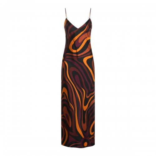 BUYRGUNDY AND GOLD SILK DRESS