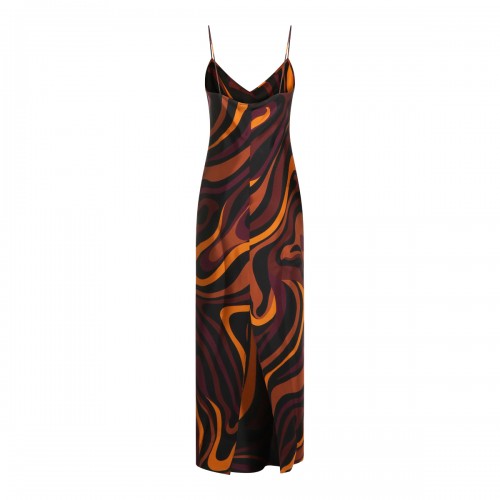 BUYRGUNDY AND GOLD SILK DRESS