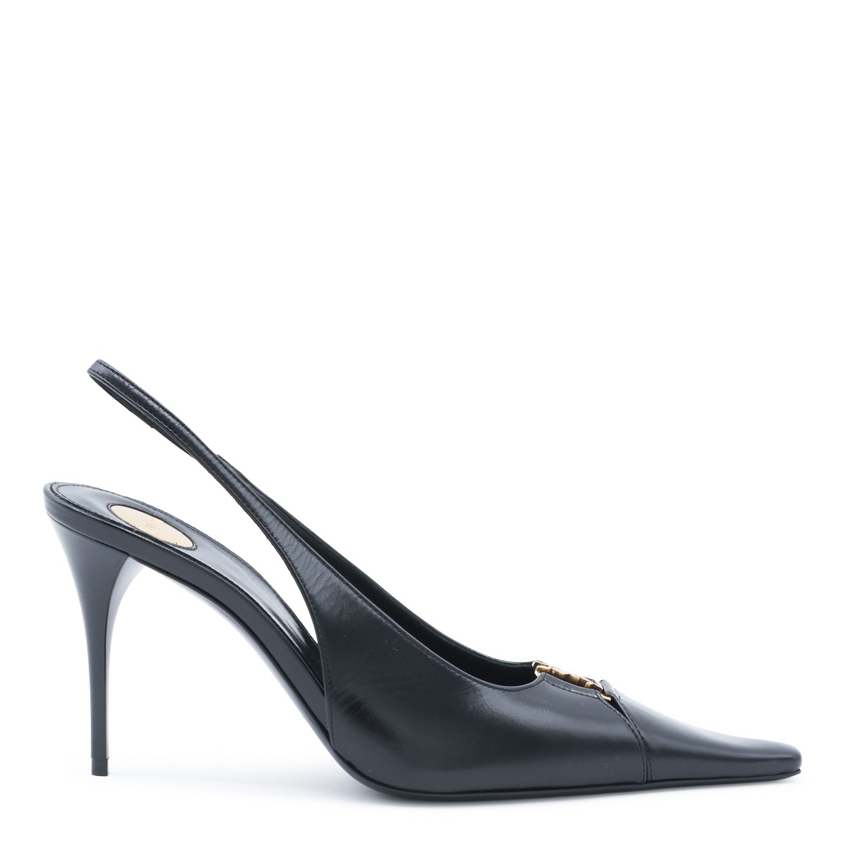 BLACK LEATHER BABYLONE PUMPS