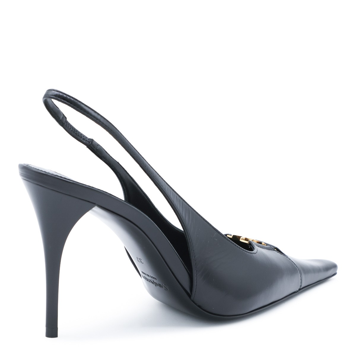 BLACK LEATHER BABYLONE PUMPS