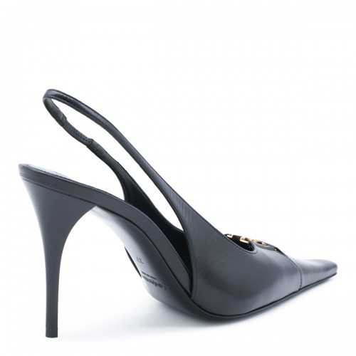 BLACK LEATHER BABYLONE PUMPS