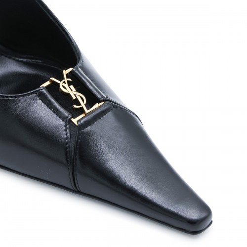 BLACK LEATHER BABYLONE PUMPS