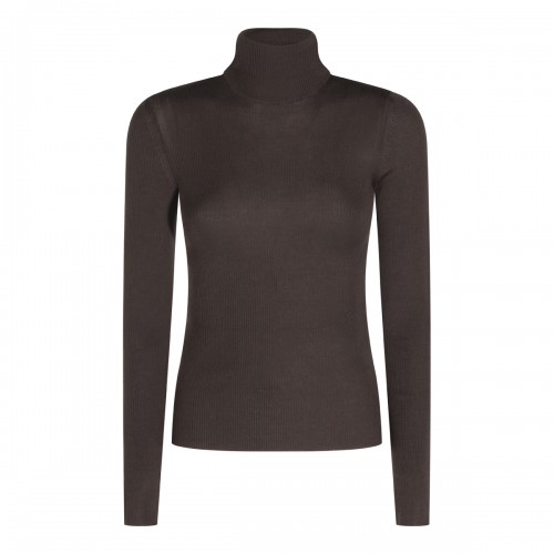 DARK BROWN WOOL KNITWEAR