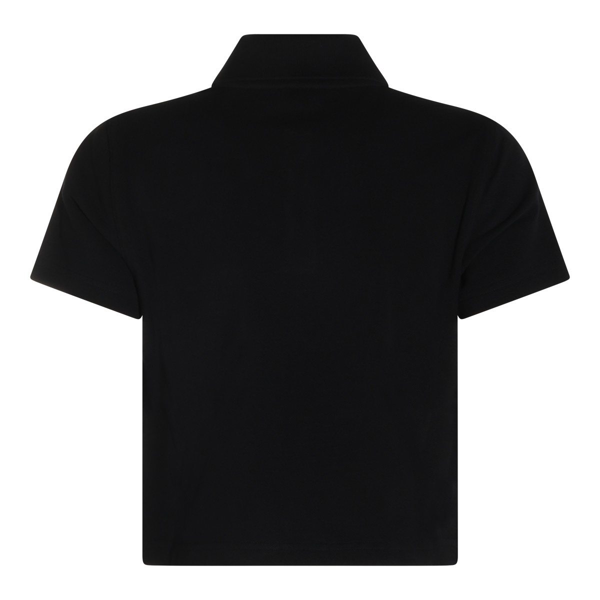 BLACK COTTON CROPPED POLO SHIRT