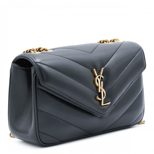BLACK LEATHER LOULOU SHOULDER BAG
