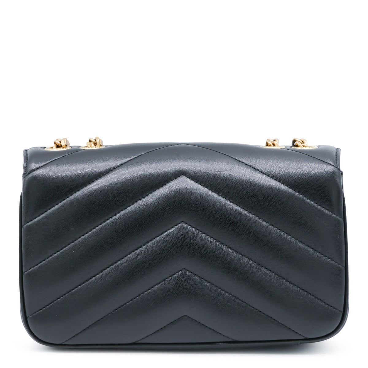 BLACK LEATHER LOULOU SHOULDER BAG