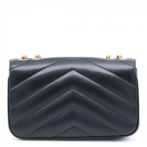 BLACK LEATHER LOULOU SHOULDER BAG