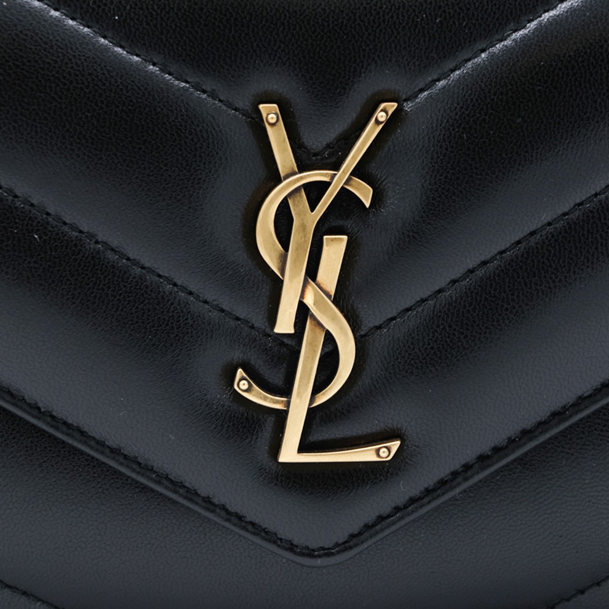 BLACK LEATHER LOULOU SHOULDER BAG