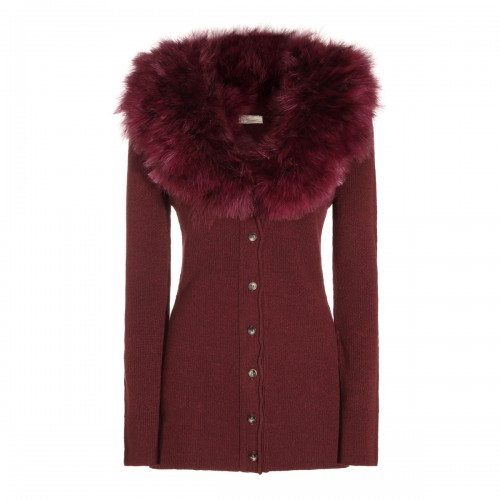 BURGUNDY VIRGIN WOOL FUR...