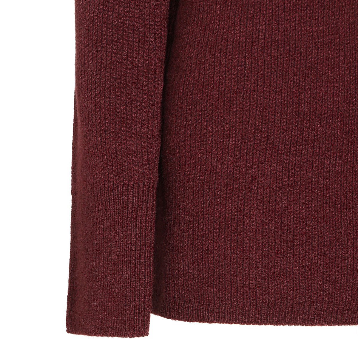 BURGUNDY VIRGIN WOOL FUR CARDIGAN