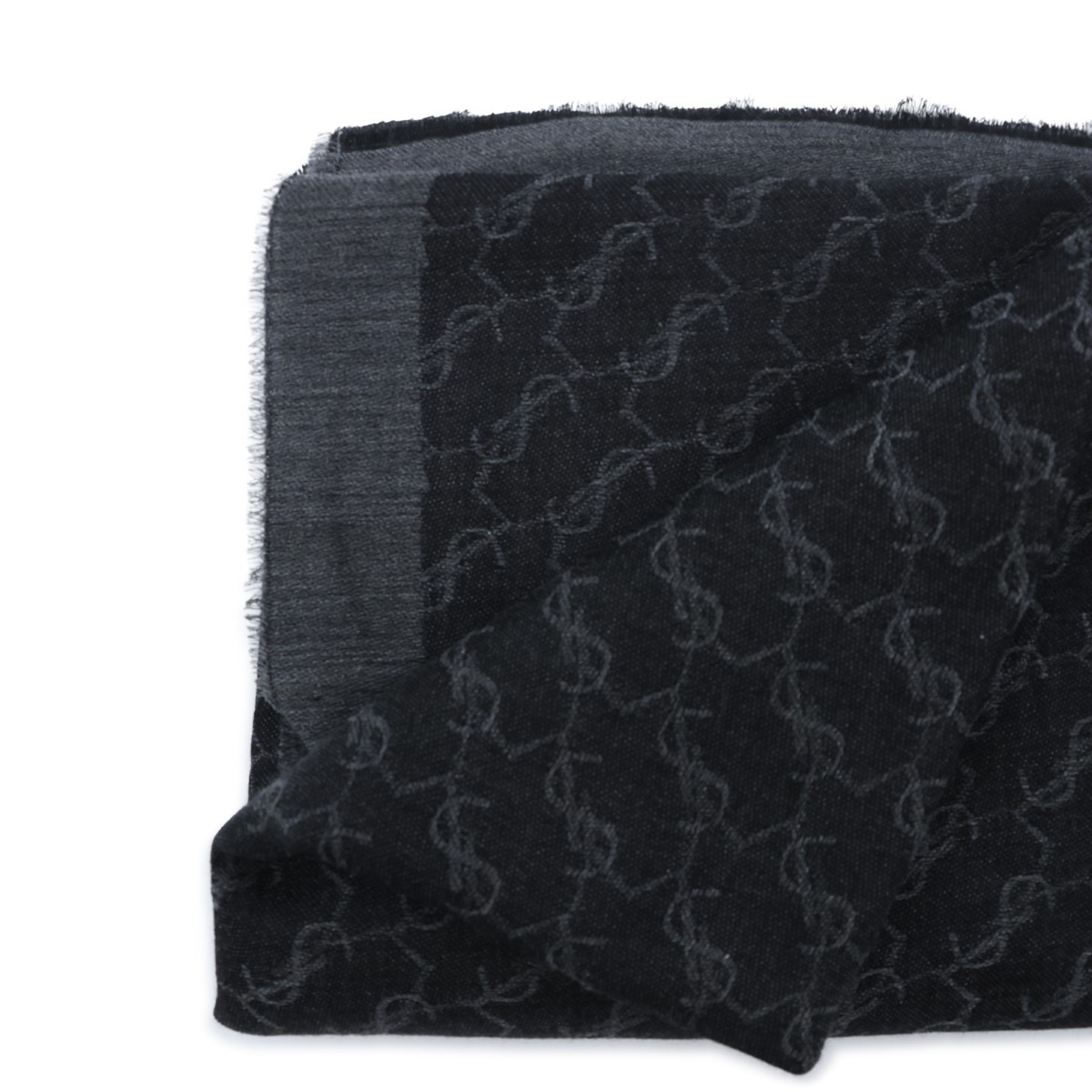 BLACK WOOL AND SILK SCARF