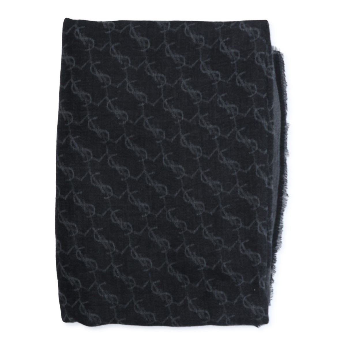 BLACK WOOL AND SILK SCARF