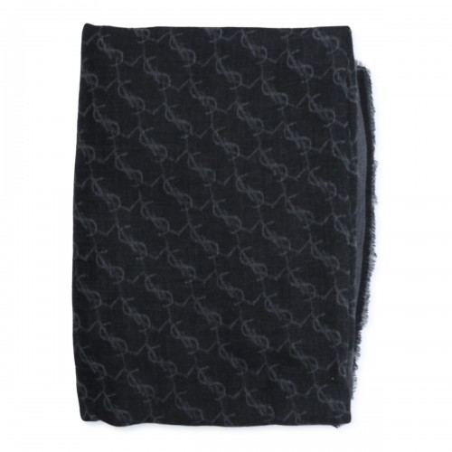 BLACK WOOL AND SILK SCARF