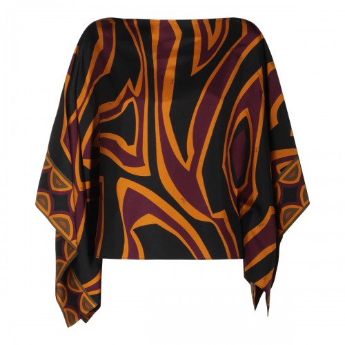 BURGUNDY AND GOLD SILK TOP