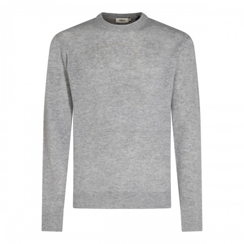 LIGHT GREY VIRGIN WOOL AND CASHMERE BLEND SWEATER