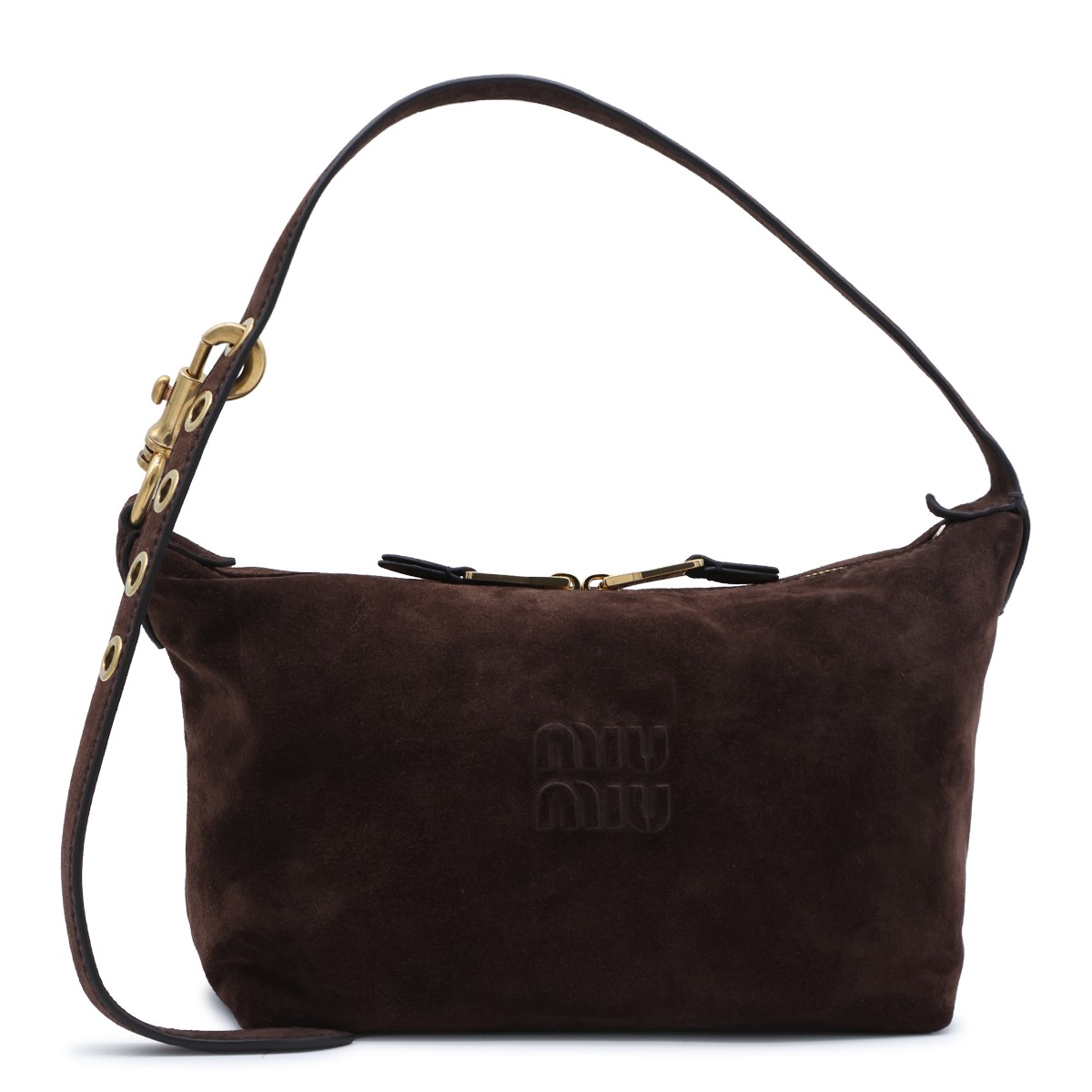 BROWN SUEDE BOWLING SHOULDER BAG