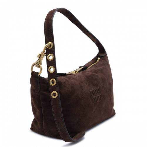 BROWN SUEDE BOWLING SHOULDER BAG