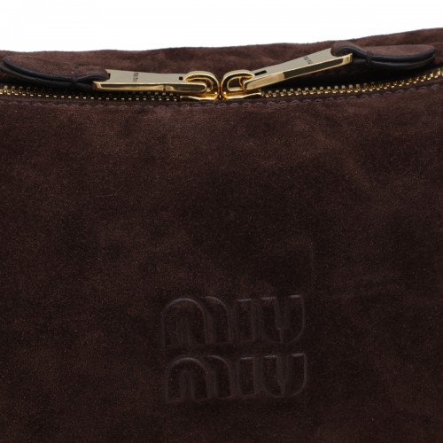 BROWN SUEDE BOWLING SHOULDER BAG