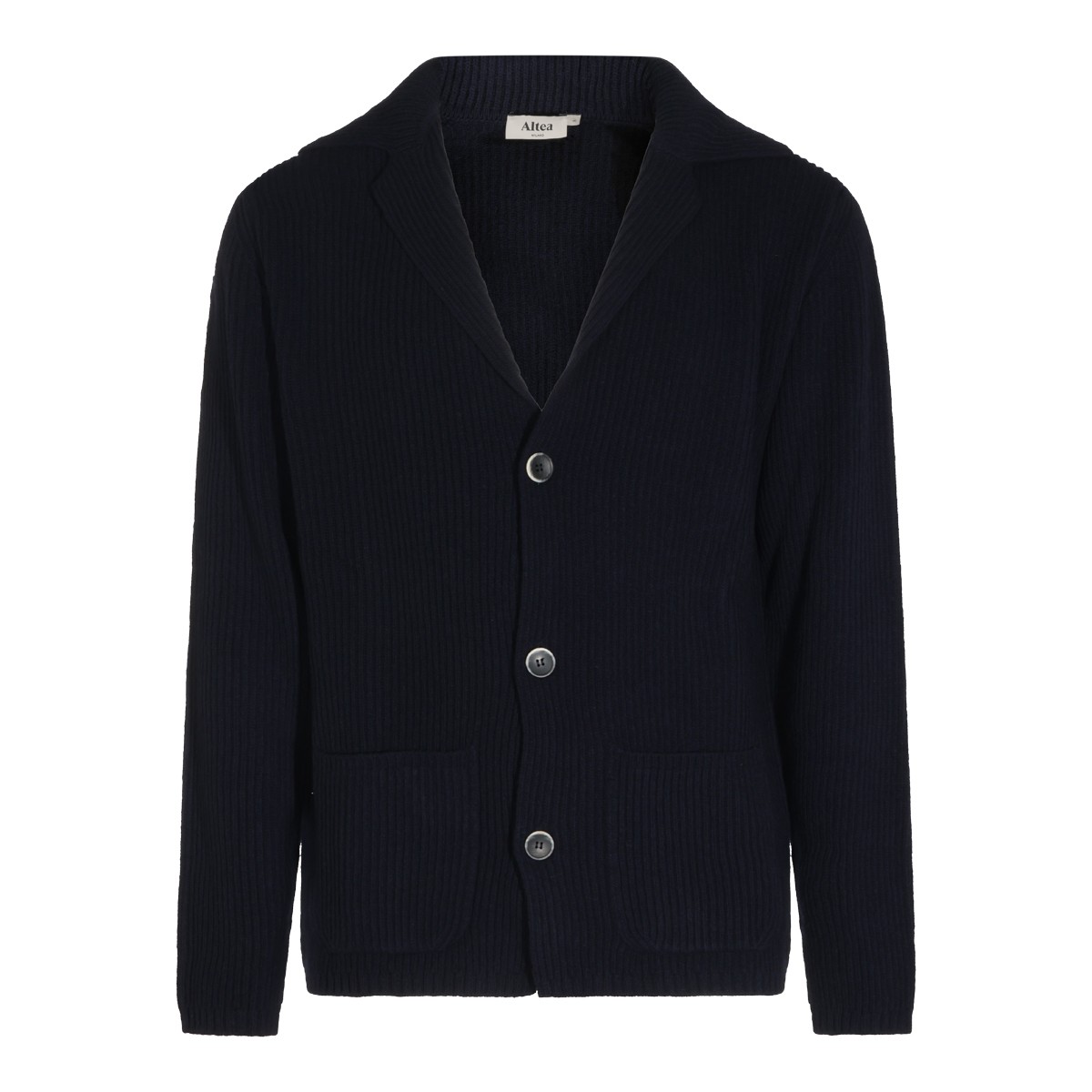 NAVY VIRGIN WOOL CARDIGAN
