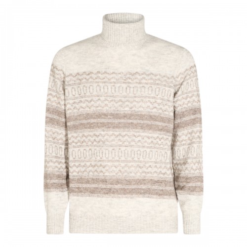 GREY ALPACA-BLEND TURTLENECK SWEATER