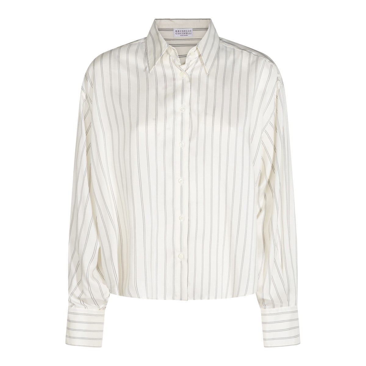 WHITE AND BLACK SILK SHIRT