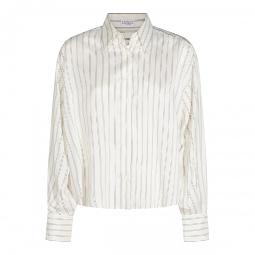 WHITE AND BLACK SILK SHIRT