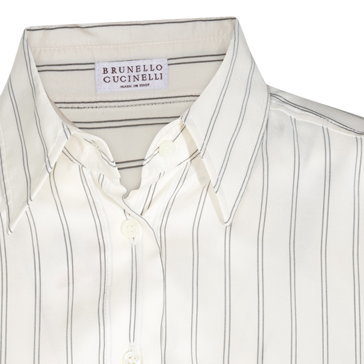 WHITE AND BLACK SILK SHIRT