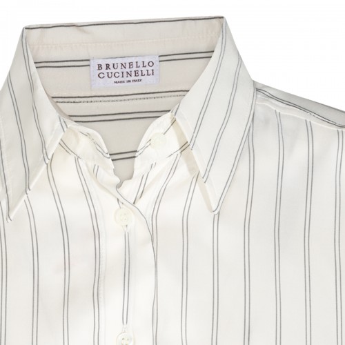 WHITE AND BLACK SILK SHIRT