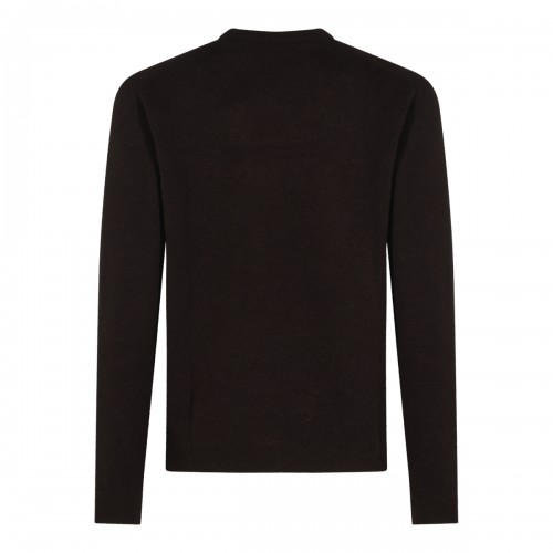 BROWN VIRGIN WOOL AND CASHMERE BLEND SWEATER