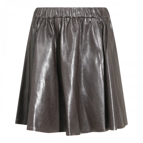 DARK BROWN NAPPA LEATHER SKIRT