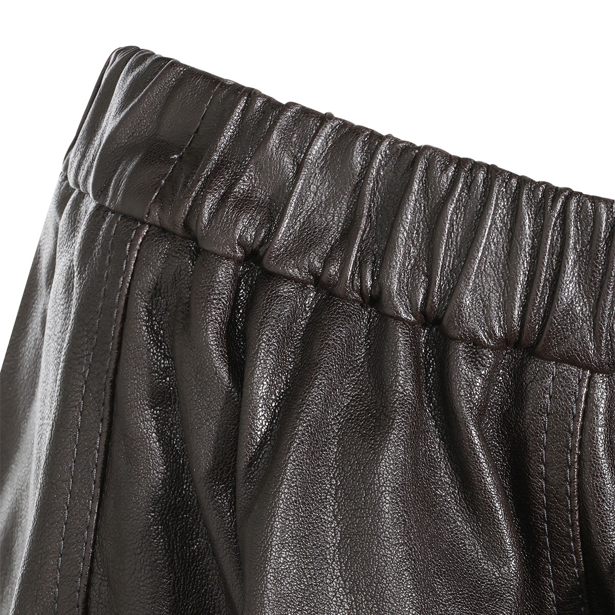 DARK BROWN NAPPA LEATHER SKIRT