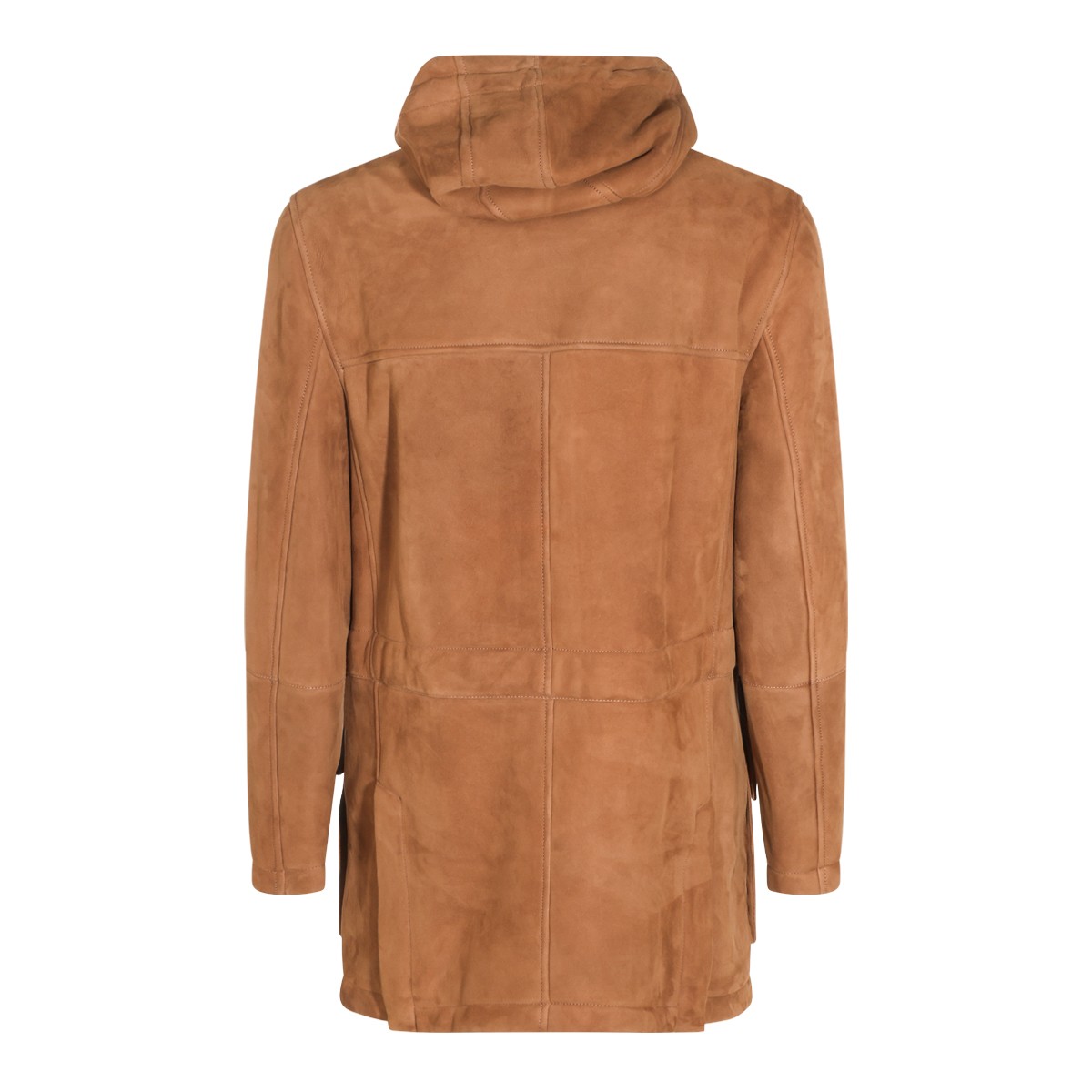 BROWN SHEARLING HOODED COAT