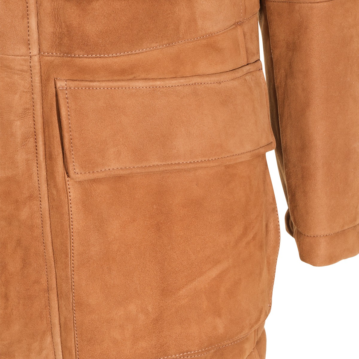 BROWN SHEARLING HOODED COAT