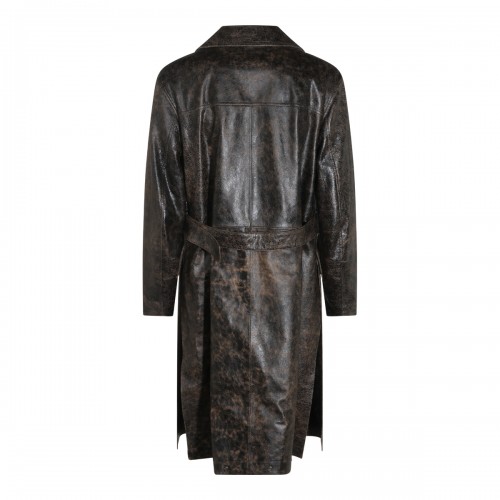 EBONY LEATHER TRENCH COAT 2