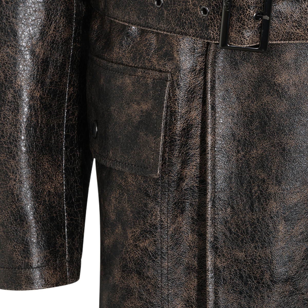 EBONY LEATHER TRENCH COAT