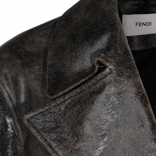 EBONY LEATHER TRENCH COAT
