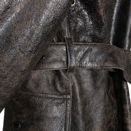 EBONY LEATHER TRENCH COAT