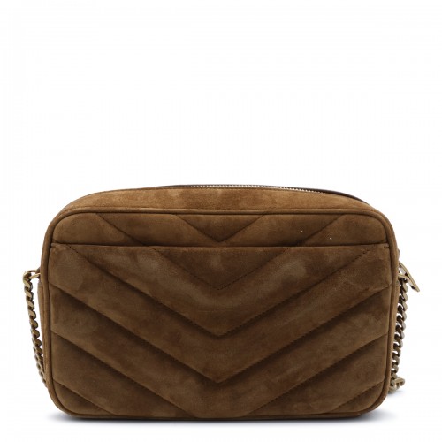 ORANGE CARAMEL COGNAC SUEDE LOULOU CAMERA CROSSBODY BAG