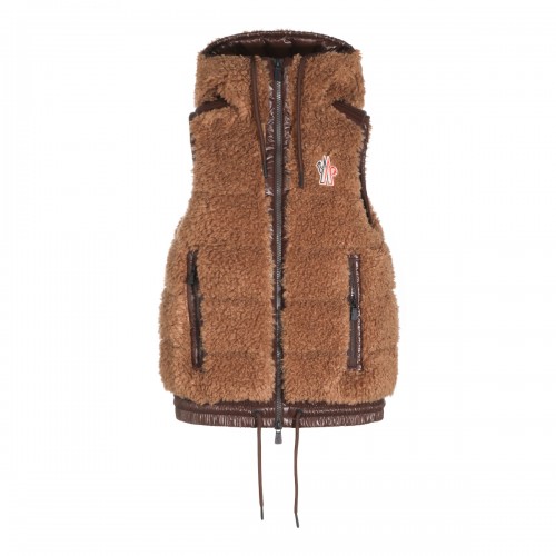 BROWN TEDDY VEST DOWN JACKET
