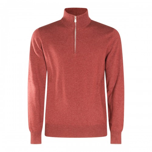 RED MELANGE CASHMERE SWEATER
