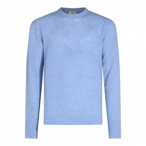 LIGHT SKY BLUE VIRGIN WOOL AND CASHMERE BLEND SWEATER