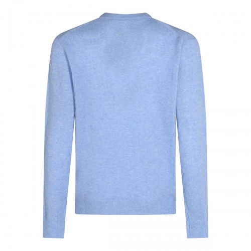 LIGHT SKY BLUE VIRGIN WOOL AND CASHMERE BLEND SWEATER