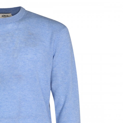 LIGHT SKY BLUE VIRGIN WOOL AND CASHMERE BLEND SWEATER