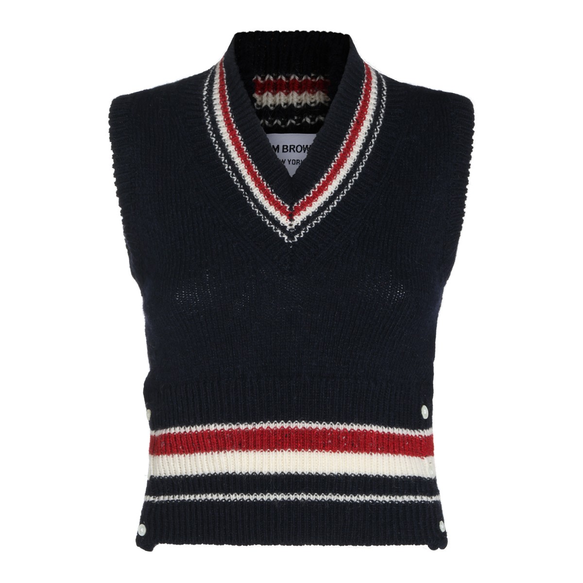 NAVY WOOL AND MOHAIR VEST SWEATER