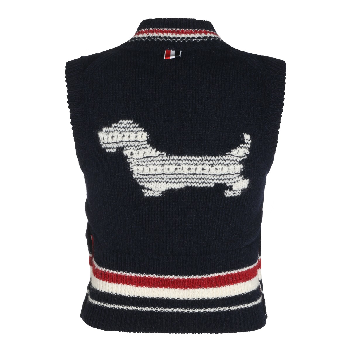 NAVY WOOL AND MOHAIR VEST SWEATER