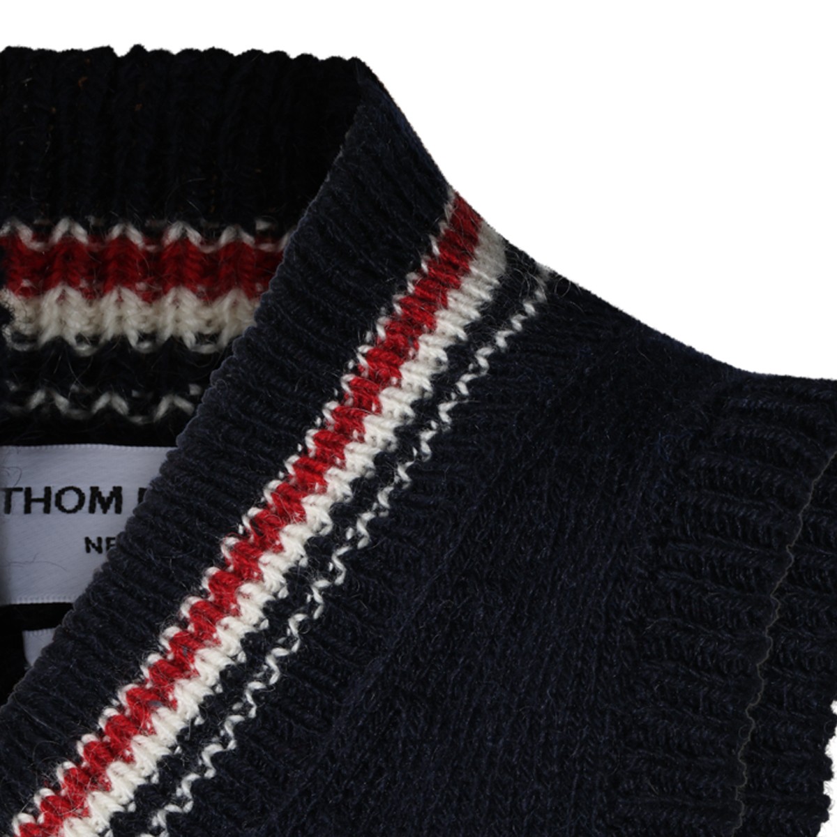 NAVY WOOL AND MOHAIR VEST SWEATER