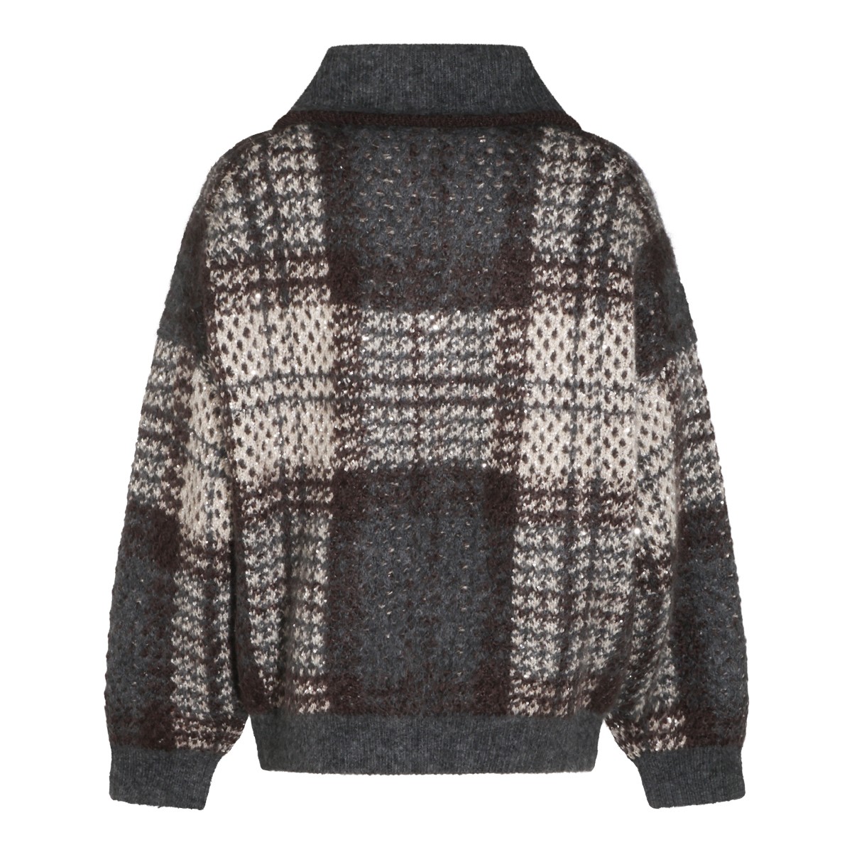 GREY MOHAIR-BLEND KNIT JACKET