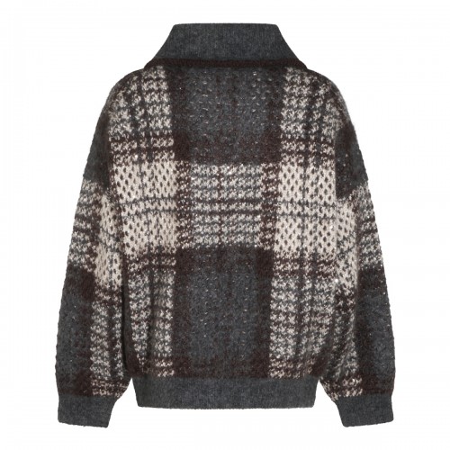 GREY MOHAIR-BLEND KNIT JACKET